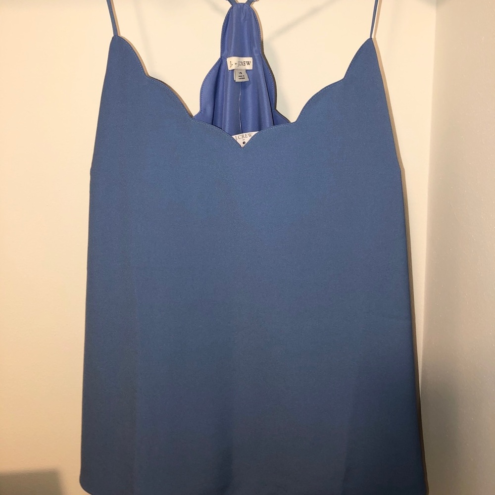 NWT! J. Crew scalloped tank, light blue, size 16